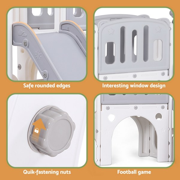 keezi kids slide swing set basketball hoop ring football outdoor toys 132cm grey