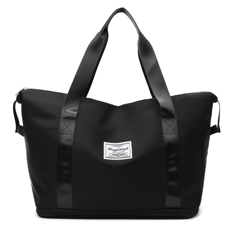 large capactiy diaper bags for baby mommy bag waterproof maternity bag for baby things expandable size.jpg Black nylon tote bag with shoulder straps