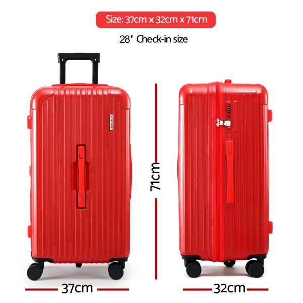 wanderlite 28 trunk luggage suitcase travel 5 wheels type c port tsa red"