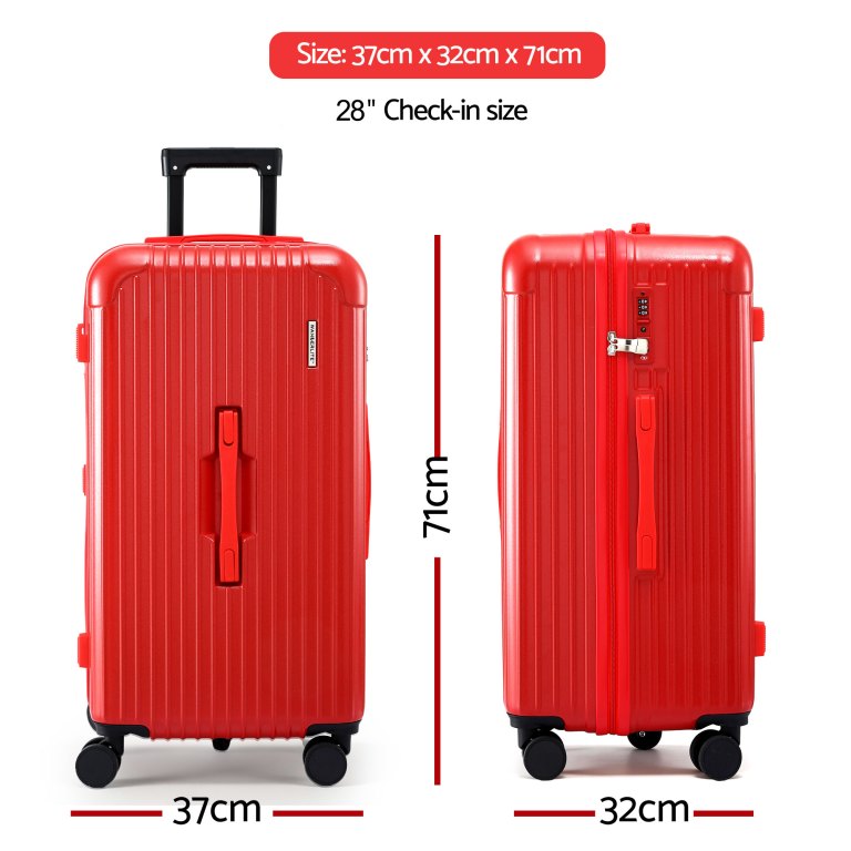 wanderlite 28 trunk luggage suitcase travel 5 wheels type c port tsa red" wanderlite 28 trunk luggage suitcase travel 5 wheels type c port tsa red"