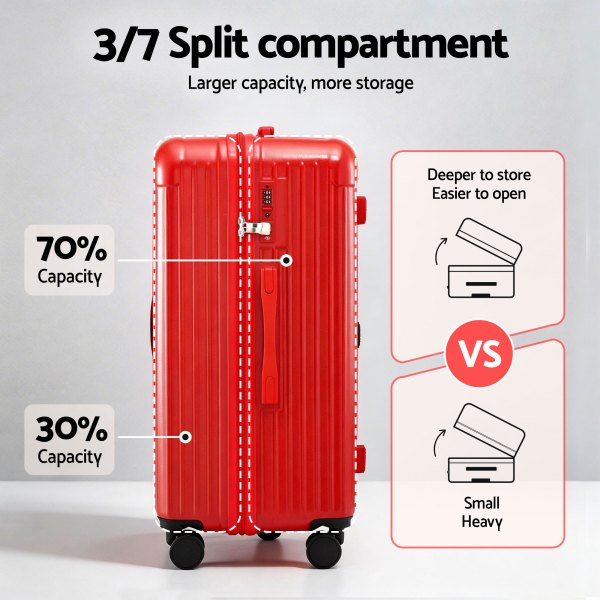 wanderlite 28 trunk luggage suitcase travel 5 wheels type c port tsa red"