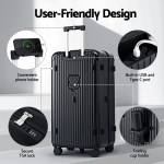 wanderlite 32 trunk luggage suitcase travel 5 wheels type c port tsa black" wanderlite 32 trunk luggage suitcase travel 5 wheels type c port tsa black"