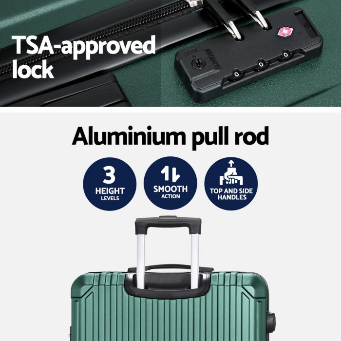 wanderlite 28'' luggage travel suitcase set tsa carry on hard case green