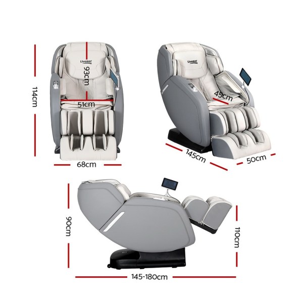 livemor 4d massage chair recliner full body sl track zero gravity with ai body scan, deep tissue electric massager with heat, 12 auto programs, lcd touchscreen & bluetooth, grey livemor 4d massage chair recliner full body sl track zero gravity with ai body scan, deep tissue electric massager with heat, 12 auto programs, lcd touchscreen & bluetooth, grey