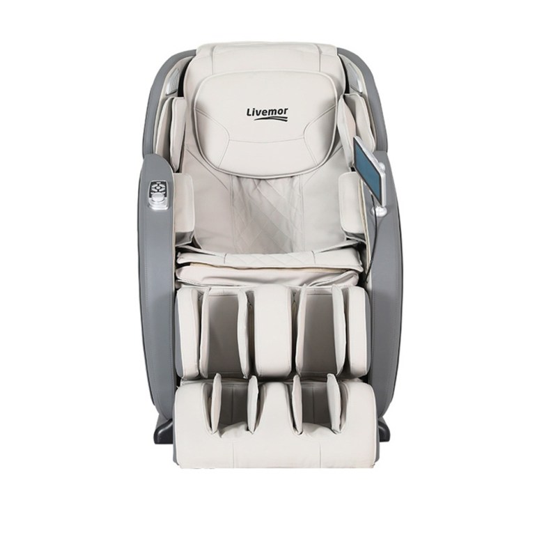 livemor 4d massage chair recliner full body sl track zero gravity with ai body scan, deep tissue electric massager with heat, 12 auto programs, lcd touchscreen & bluetooth, grey