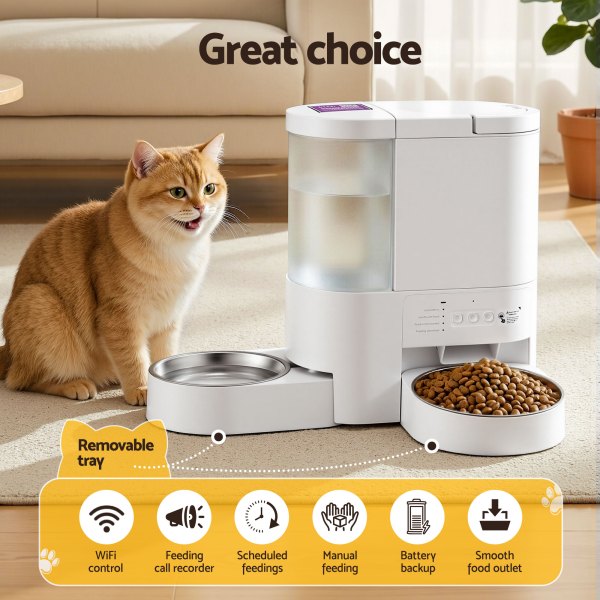 i.pet automatic pet feeder water dispenser 2 in 1 smart wifi dog cat food 4l