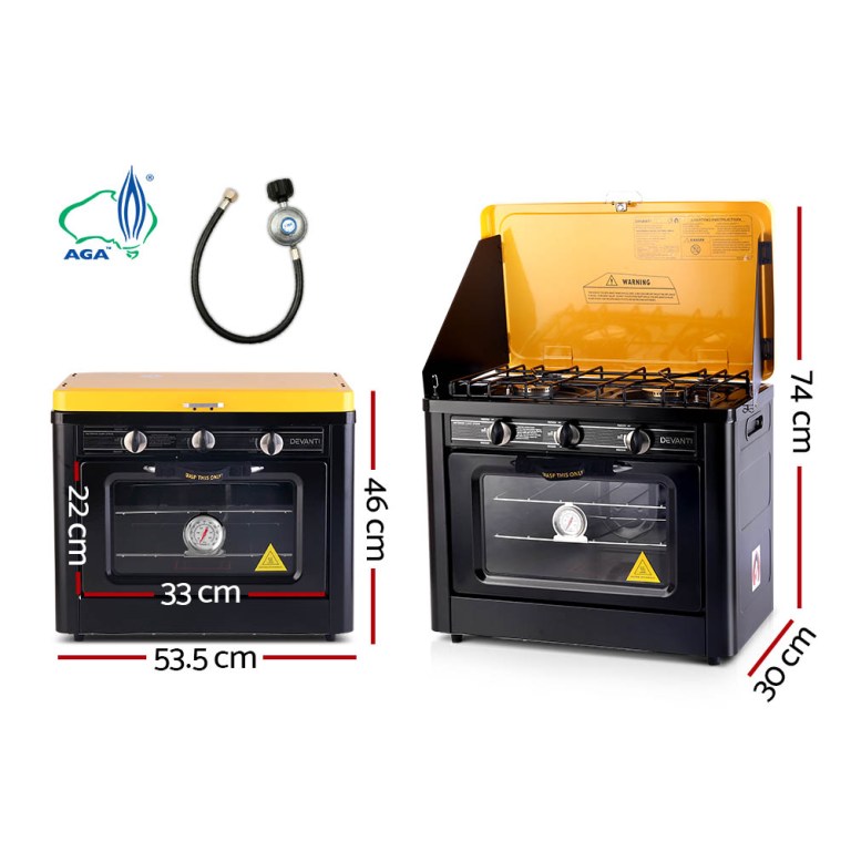 devanti portable gas oven lpg black