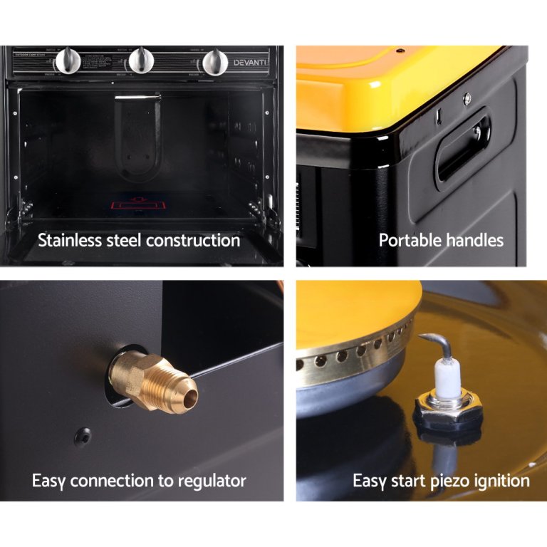 devanti portable gas oven lpg black