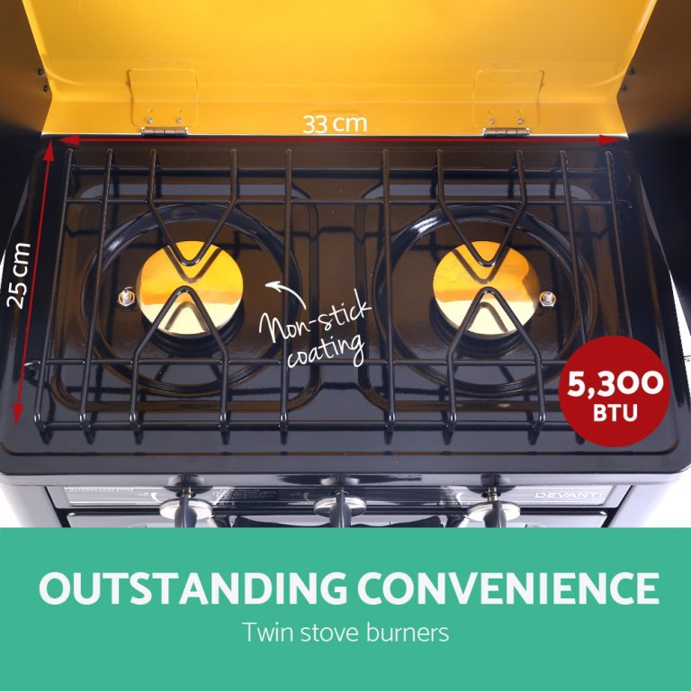 devanti portable gas oven lpg black