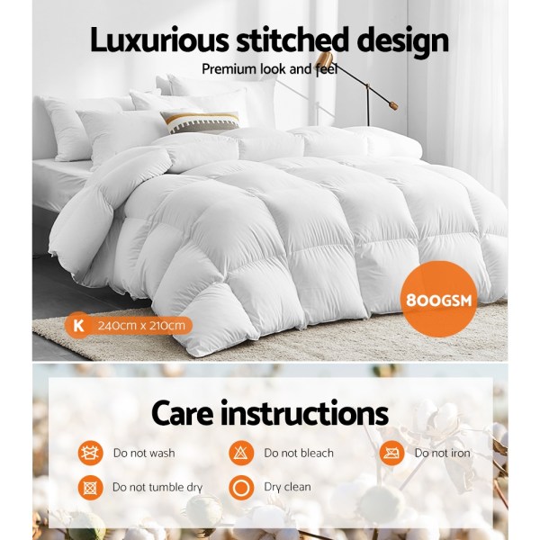 giselle bedding 800gsm goose down feather quilt king