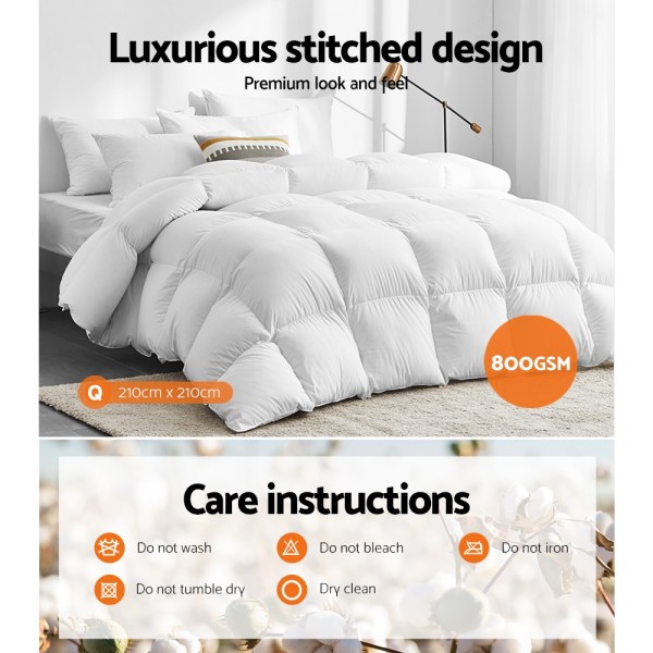 giselle bedding 800gsm goose down feather quilt queen