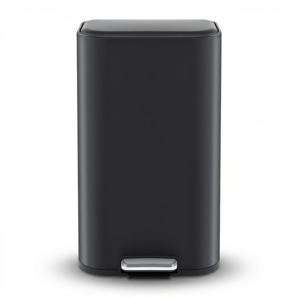 cefito kitchen trash can 40l pedal bins rubbish bin steel with soft close lid, removable inner bucket, rectangular garbage can recycling bin, black