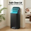 cefito kitchen trash can 40l pedal bins rubbish bin steel with soft close lid, removable inner bucket, rectangular garbage can recycling bin, black