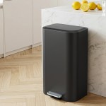 cefito kitchen trash can 40l pedal bins rubbish bin steel with soft close lid, removable inner bucket, rectangular garbage can recycling bin, black cefito kitchen trash can 40l pedal bins rubbish bin steel with soft close lid, removable inner bucket, rectangular garbage can recycling bin, black