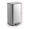 cefito kitchen trash can 40l pedal bins rubbish bin steel with soft close lid, removable inner bucket, rectangular garbage can recycling bin, silver