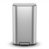 cefito kitchen trash can 40l pedal bins rubbish bin steel with soft close lid, removable inner bucket, rectangular garbage can recycling bin, silver