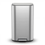 cefito kitchen trash can 40l pedal bins rubbish bin steel with soft close lid, removable inner bucket, rectangular garbage can recycling bin, silver