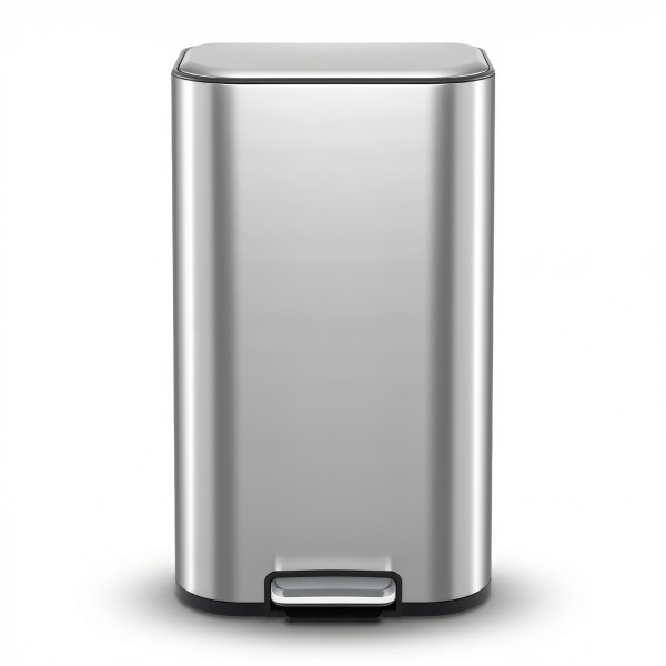 cefito kitchen trash can 40l pedal bins rubbish bin steel with soft close lid, removable inner bucket, rectangular garbage can recycling bin, silver