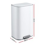 cefito kitchen trash can 40l pedal bins rubbish bin steel with soft close lid, removable inner bucket, rectangular garbage can recycling bin, white cefito kitchen trash can 40l pedal bins rubbish bin steel with soft close lid, removable inner bucket, rectangular garbage can recycling bin, white