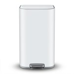 cefito kitchen trash can 40l pedal bins rubbish bin steel with soft close lid, removable inner bucket, rectangular garbage can recycling bin, white cefito kitchen trash can 40l pedal bins rubbish bin steel with soft close lid, removable inner bucket, rectangular garbage can recycling bin, white