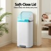 cefito kitchen trash can 40l pedal bins rubbish bin steel with soft close lid, removable inner bucket, rectangular garbage can recycling bin, white cefito kitchen trash can 40l pedal bins rubbish bin steel with soft close lid, removable inner bucket, rectangular garbage can recycling bin, white