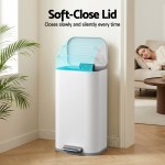 cefito kitchen trash can 40l pedal bins rubbish bin steel with soft close lid, removable inner bucket, rectangular garbage can recycling bin, white cefito kitchen trash can 40l pedal bins rubbish bin steel with soft close lid, removable inner bucket, rectangular garbage can recycling bin, white