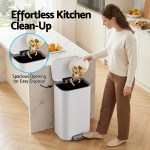 cefito kitchen trash can 40l pedal bins rubbish bin steel with soft close lid, removable inner bucket, rectangular garbage can recycling bin, white cefito kitchen trash can 40l pedal bins rubbish bin steel with soft close lid, removable inner bucket, rectangular garbage can recycling bin, white