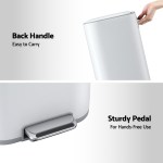 cefito kitchen trash can 40l pedal bins rubbish bin steel with soft close lid, removable inner bucket, rectangular garbage can recycling bin, white cefito kitchen trash can 40l pedal bins rubbish bin steel with soft close lid, removable inner bucket, rectangular garbage can recycling bin, white