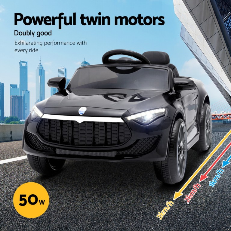rigo kids electric ride on car toys cars horn music remote control 12v black