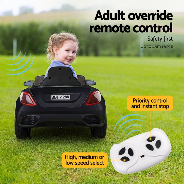 rigo kids electric ride on car toys cars horn music remote control 12v black