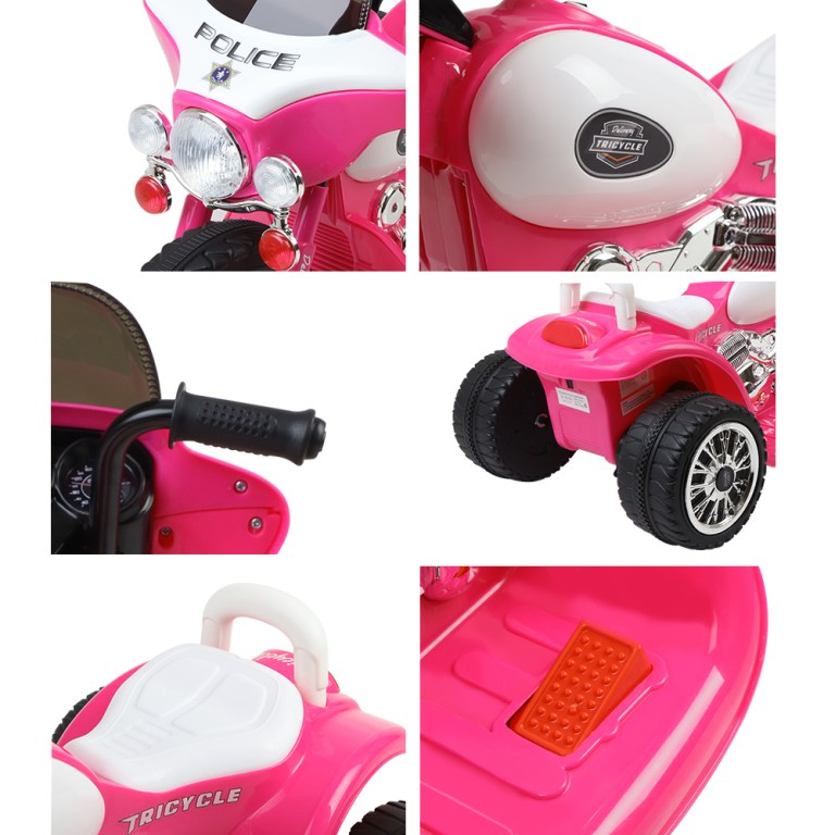 rigo kids electric ride on patrol police car harley inspired 6v pink rigo kids electric ride on patrol police car harley inspired 6v pink