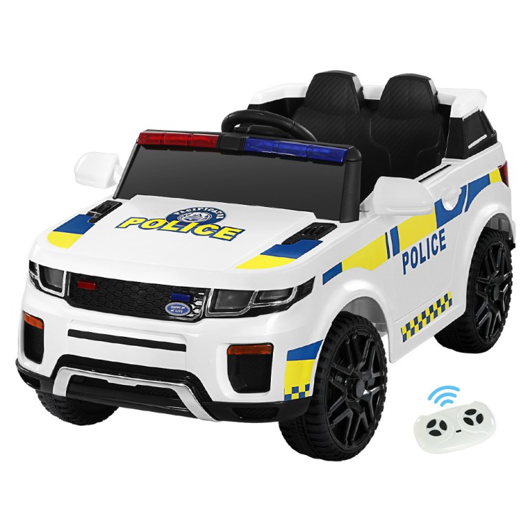 rigo kids electric ride on patrol police car horn music remote white