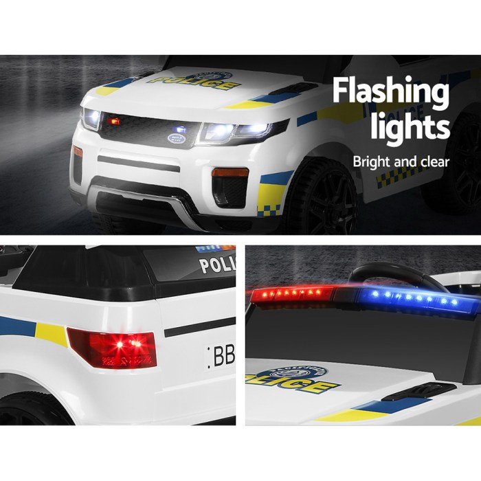 rigo kids electric ride on patrol police car horn music remote white
