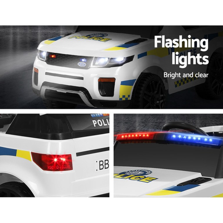 rigo kids electric ride on patrol police car horn music remote white