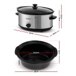 devanti 6.5l slow cooker electric multi cooker with 3 heat settings and keep warm function