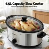 devanti 6.5l slow cooker electric multi cooker with 3 heat settings and keep warm function