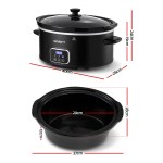 devanti 5.6l slow cooker electric multi cooker with 3 heat settings and keep warm function