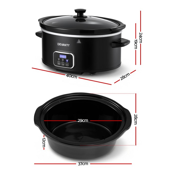 devanti 5.6l slow cooker electric multi cooker with 3 heat settings and keep warm function