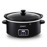devanti 5.6l slow cooker electric multi cooker with 3 heat settings and keep warm function