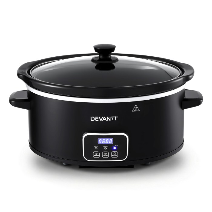 devanti 5.6l slow cooker electric multi cooker with 3 heat settings and keep warm function