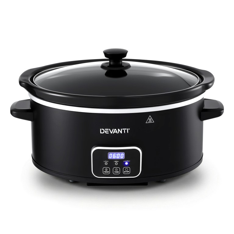 devanti 5.6l slow cooker electric multi cooker with 3 heat settings and keep warm function