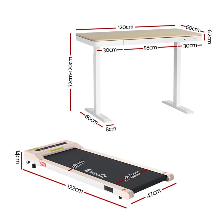 artiss electric treadmill with 120cm automatic standing desk walking pad 360mm