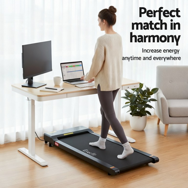 artiss electric treadmill with 120cm automatic standing desk walking pad 400mm artiss electric treadmill with 120cm automatic standing desk walking pad 400mm