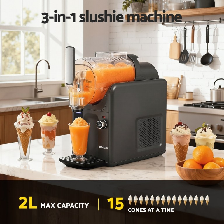 devanti 5in1 slushie machine ice cream maker 2l grey devanti 5in1 slushie machine ice cream maker 2l grey