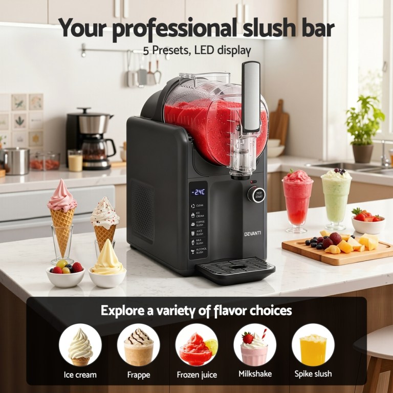 devanti 5in1 slushie machine ice cream maker 2l grey devanti 5in1 slushie machine ice cream maker 2l grey
