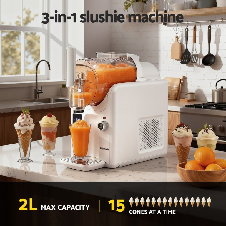 devanti 5in1 slushie machine ice cream maker 2l white