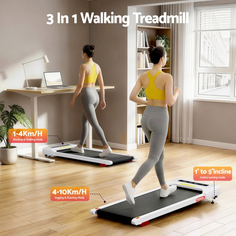 everfit treadmill electric walking pad incline under desk home gym 380mm white