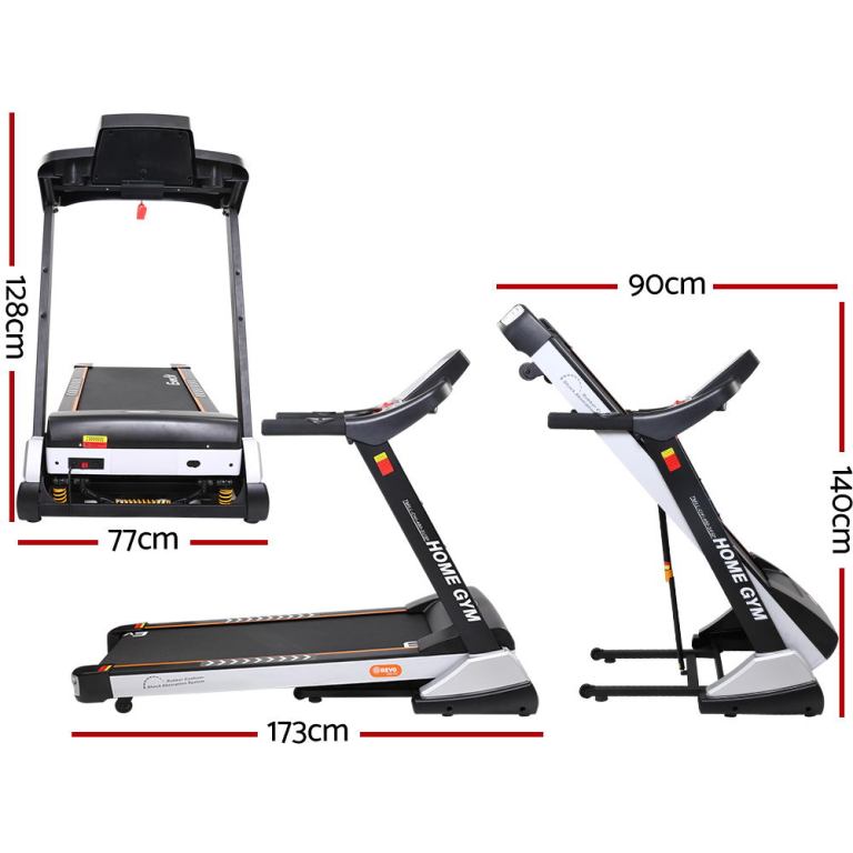 everfit treadmill electric auto incline spring home gym fitness exercise 480mm