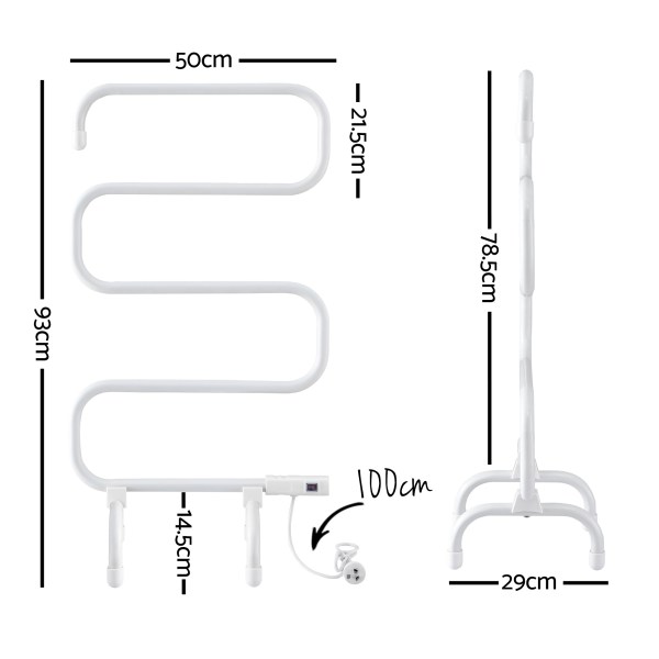 devanti heated towel rail freestanding wall mounted s shape electric warmer rack devanti heated towel rail freestanding wall mounted s shape electric warmer rack