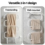 devanti heated towel rail freestanding wall mounted s shape electric warmer rack